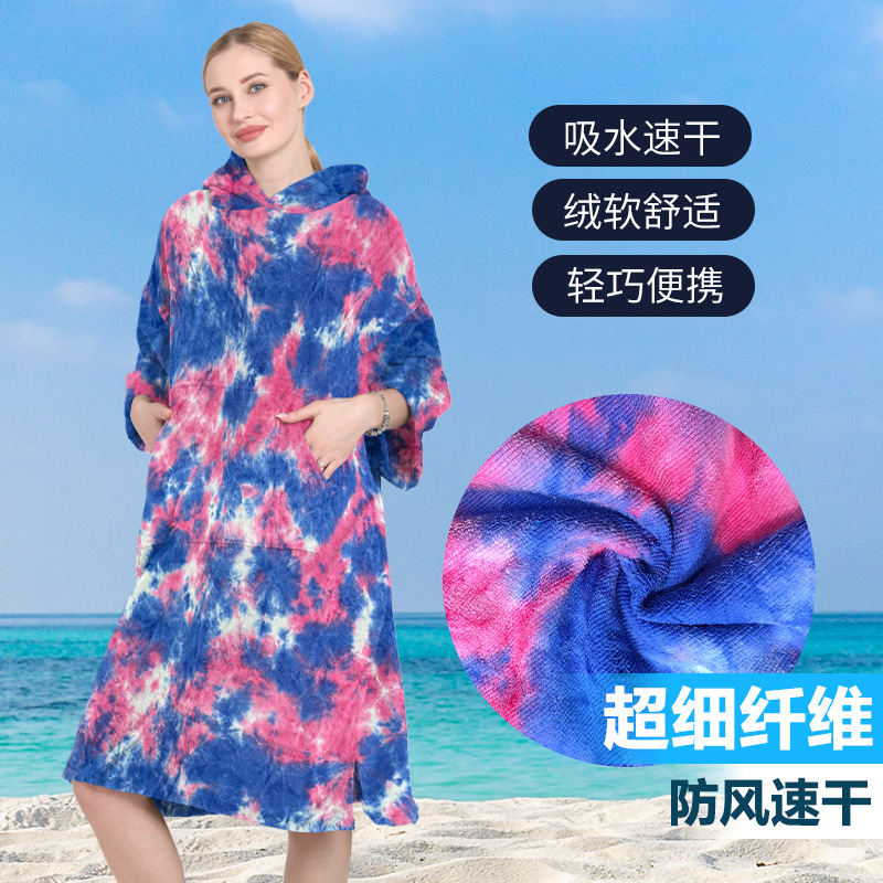 Nuevo microfibra secado rápido gran tamaño lazo cambiador bata de baño surf de playa natación cálida toalla de playa para adultos