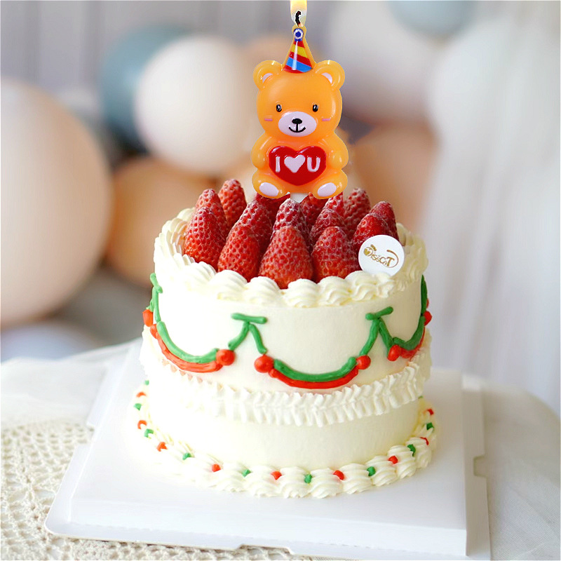 Birthday Cute Little Bear Paraffin Party Candle 1 Piece display picture 1