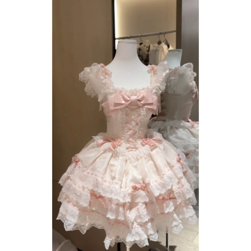 甜美可爱洛丽塔吊带连衣裙夏季新款减龄修身蓬蓬蛋糕短裙女|undefined