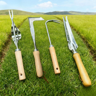 Gardening Tools Stainless Steel Root Remover Weeding Knife Root Pulling Tool Gardening Rake Root Removal Soil Loosening Digging Wild Vegetables