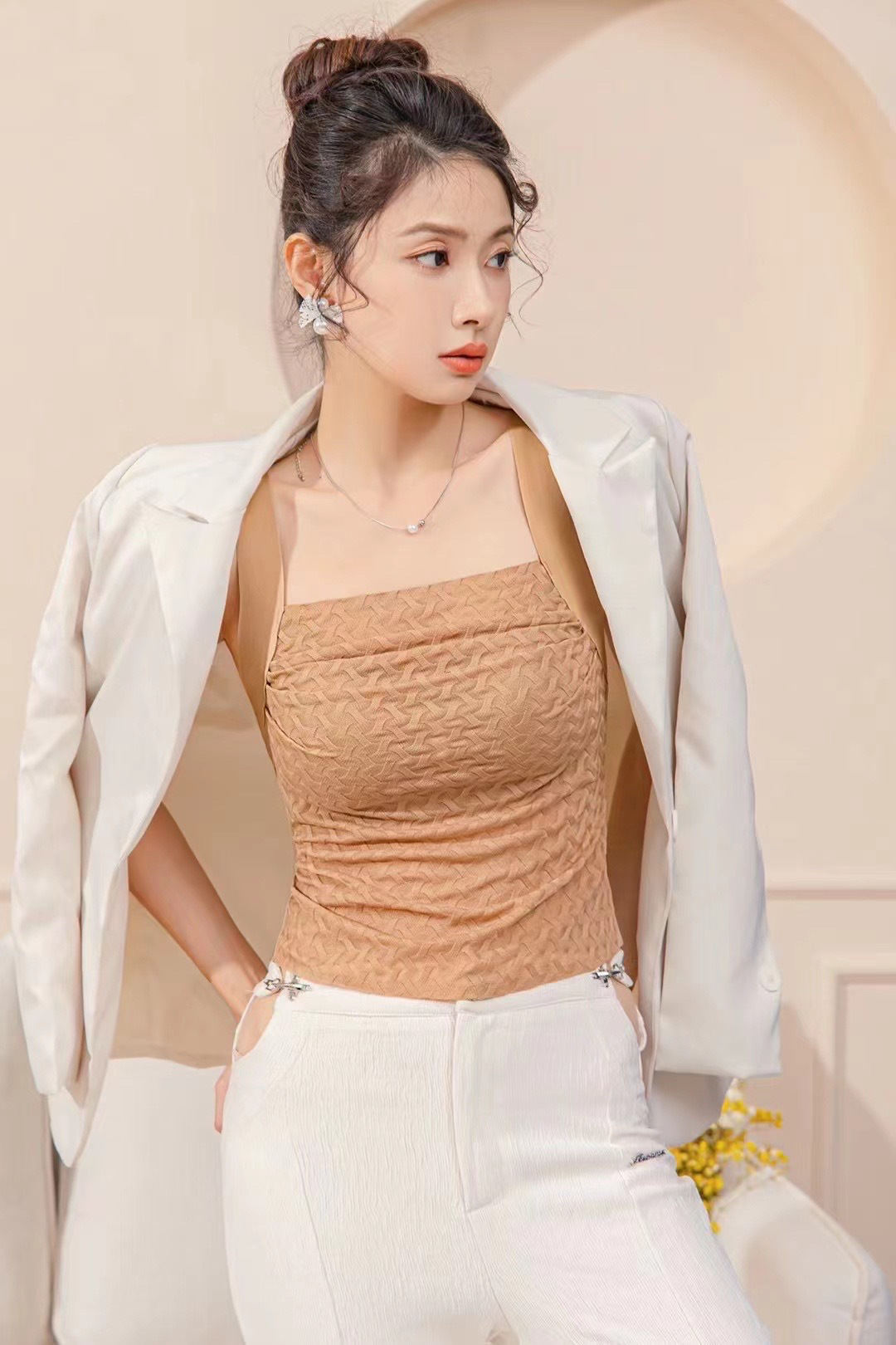 8816 Bubble Encaje, pliegues, tirantes anchos, ropa interior tipo chaleco, talla grande, tapón elástico, carne delgada, ropa interior fina, ropa exterior