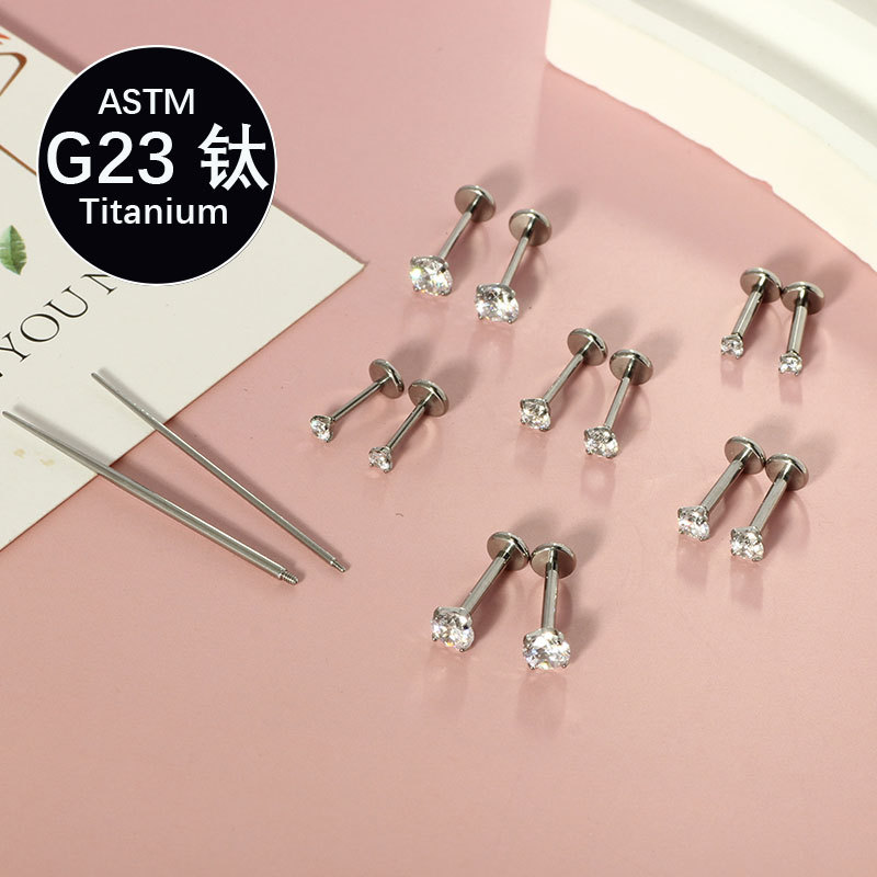 Pointed titanium steel lip stud product view