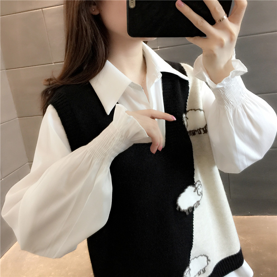 Overwear estilo preppy Chaleco de punto chaleco suelto desgaste exterior nuevo 2024 primavera y otoño popular desgaste interior suéter de las mujeres