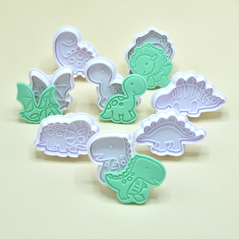 Nueva oferta de comercio exterior creativo plástico decorativo molde de galletas comida complementaria DIY dinosaurio serie biscuit molde de primavera image 3