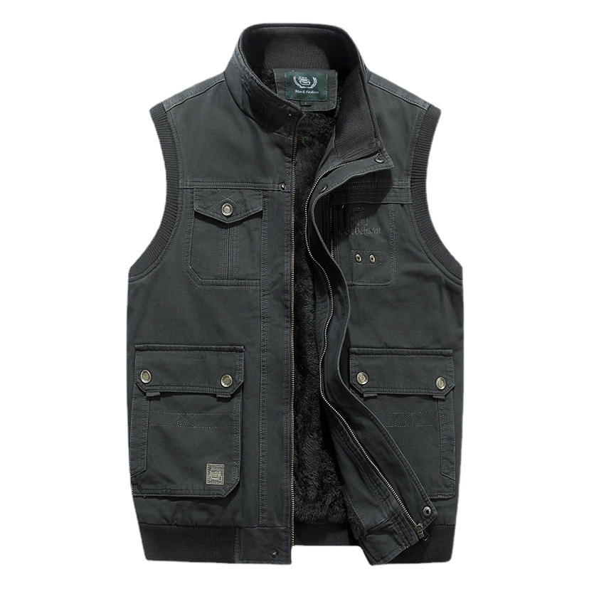 Chaleco casual de otoño e invierno para hombres de mediana edad y ancianos Chaleco de algodón con forro polar para hombres de mediana edad abrigo de papá