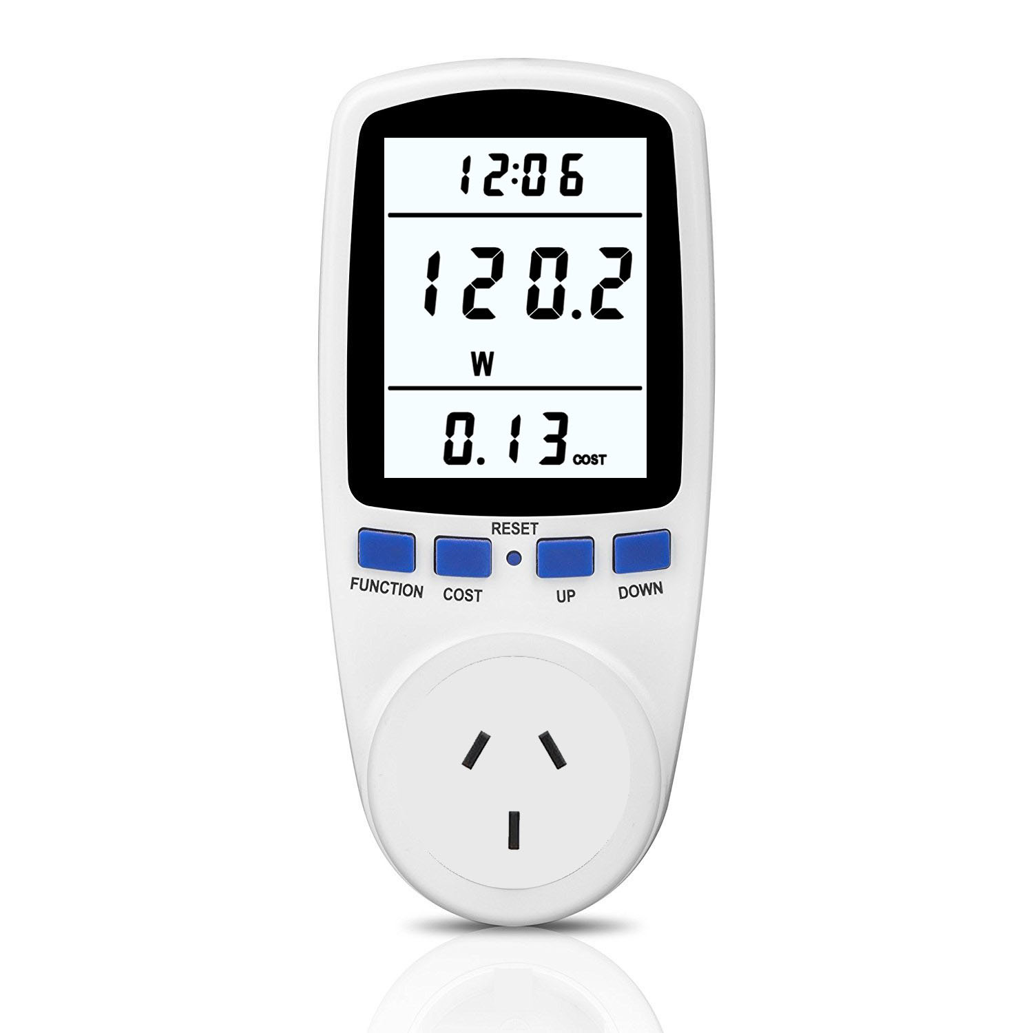 厂家直销澳规白色背光灯功率计量插座 计费插座电力监测仪power