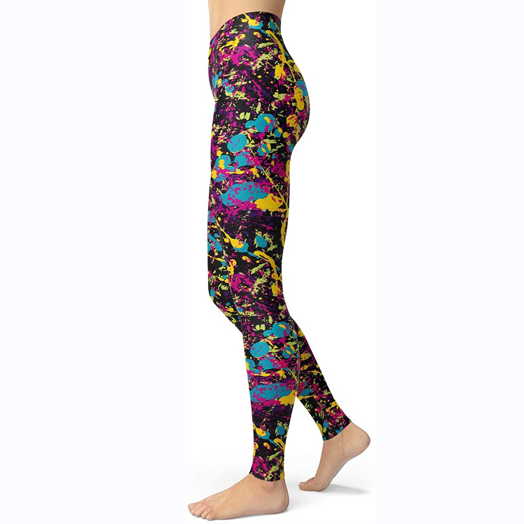 Abbigliamento da donna multicolore stampato slim fit fianchi sollevamento snellente grandi dimensioni corsa yoga fitness leggings_voghion.com