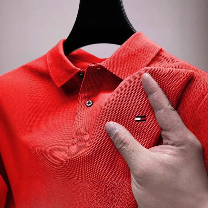 New Polo Shirt Cross-Border Amazon Aliexpress European and American Street Fashion Brand Tommy Embroidered Men's Casual Short-Sleeved