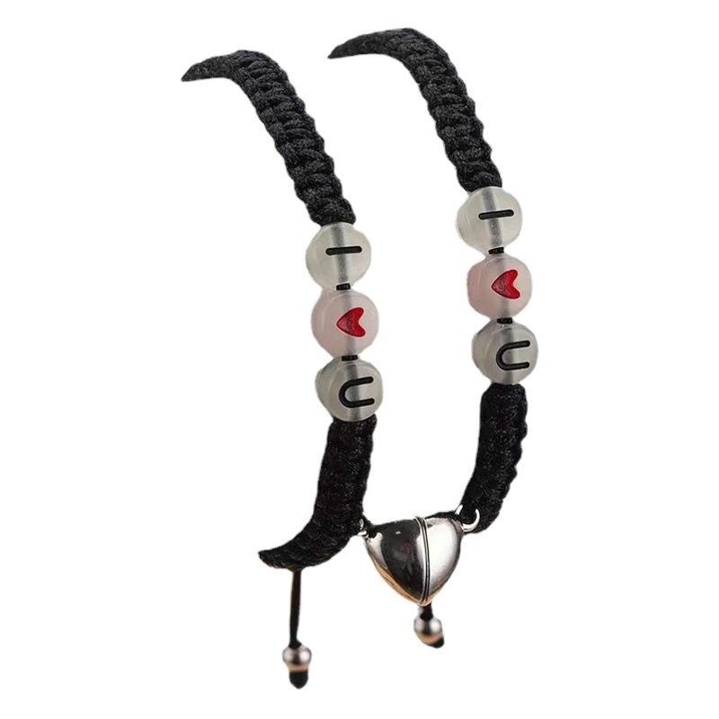 ILOVEYOU luminoso doble amor imán hebilla luminosa carta pulsera corazón a corazón irradiación luminosa pareja pulsera