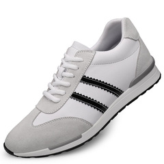 Casual heightening 8CM men's shoes spring, summer and autumn breathable sports trendy color-blocked striped suede soft-soled shoes