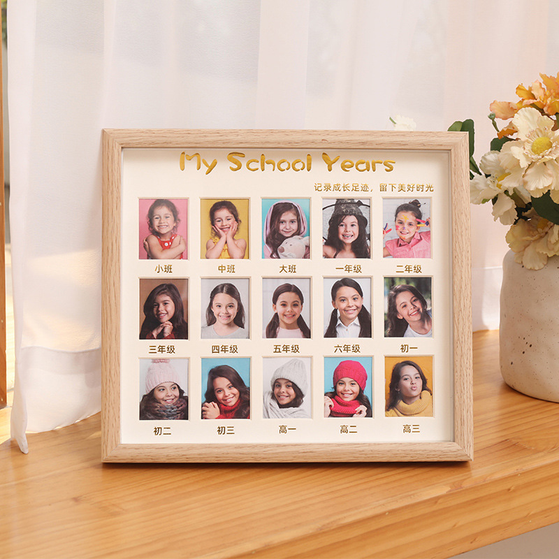Children's ID Photo Growth Record Photo Frame Baby One Year Old Set Up Table Campus Time Kindergarten Grade Album Commemoration