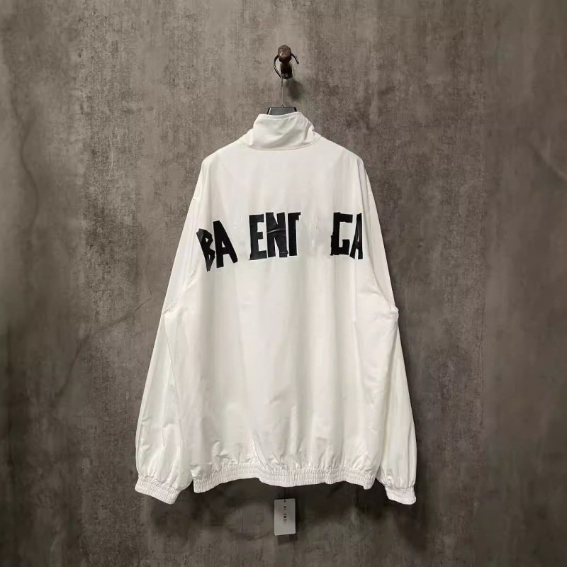Early Autumn New Paris B Brand Utility Tape Letter Print Stand Collar Zipper Long Sleeve Windbreaker Jacket for Men and Women