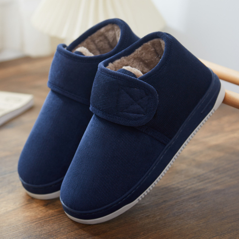 Middle-Aged and Elderly Cotton Slippers for Men and Women, Winter Cotton Shoes for Indoor and Outdoor Wear, Warm and Fleece-Lined, Cold-Proof, Heel-Covered Grandpa Shoes
