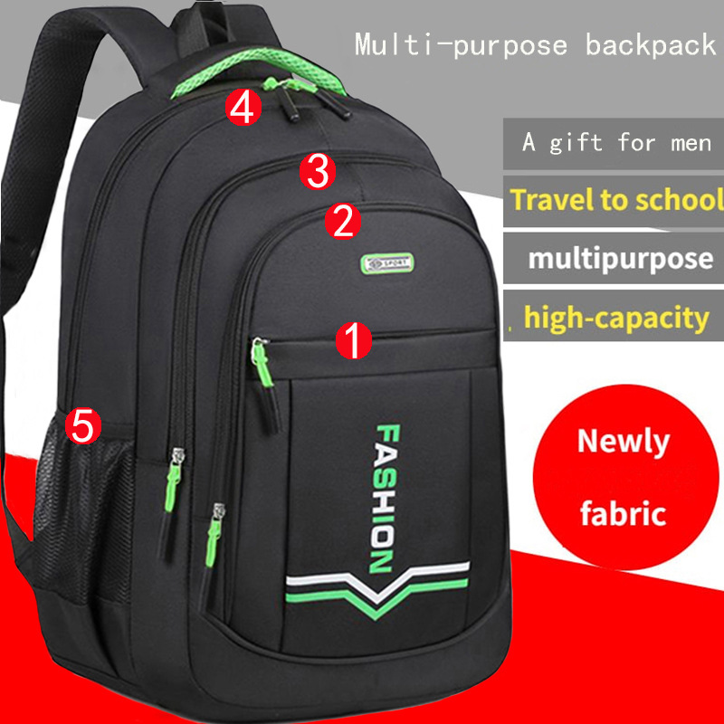 Mochila escolar para hombres, escuela secundaria, mochila de gran capacidad, estudiantes universitarios de moda, estudiantes de primaria, mochila de viaje informal coreana