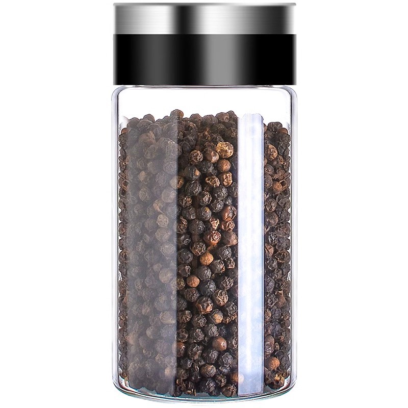 Botella de espolvorín de vidrio sin plomo de cocina, tapa porosa giratoria, botella de condimento especial para barbacoa, tubo de polvo de pimienta, tubo de caja de palillo de dientes