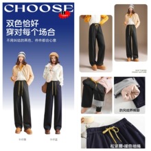 五只白鹅牛仔羽绒裤2589外穿显瘦阔腿裤女直筒秋冬新款高腰白鸭绒