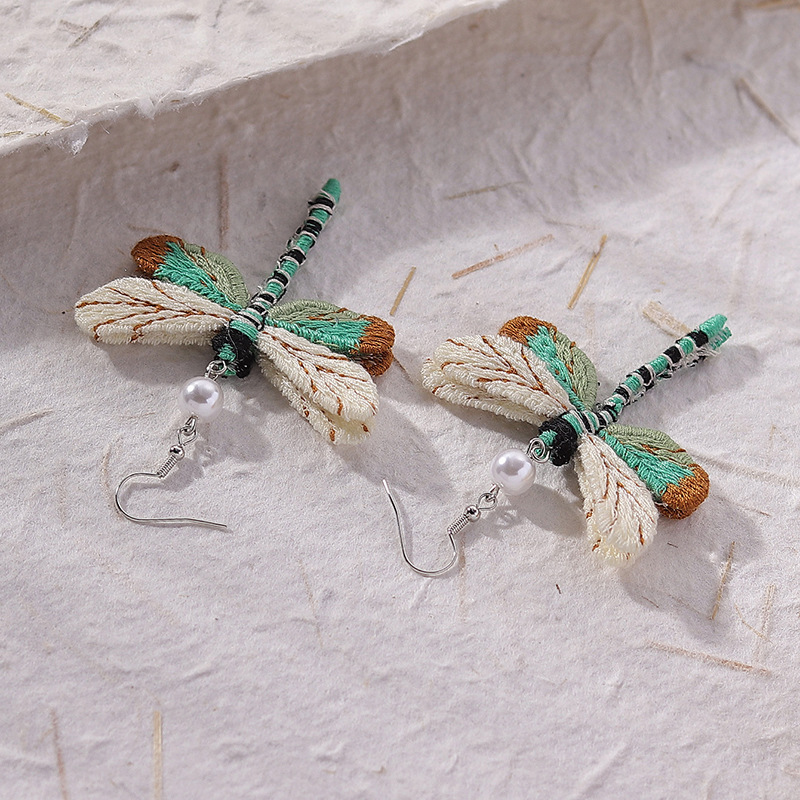 1 Pair Bohemian Dragonfly Handmade Alloy Cloth Ear Hook display picture 4