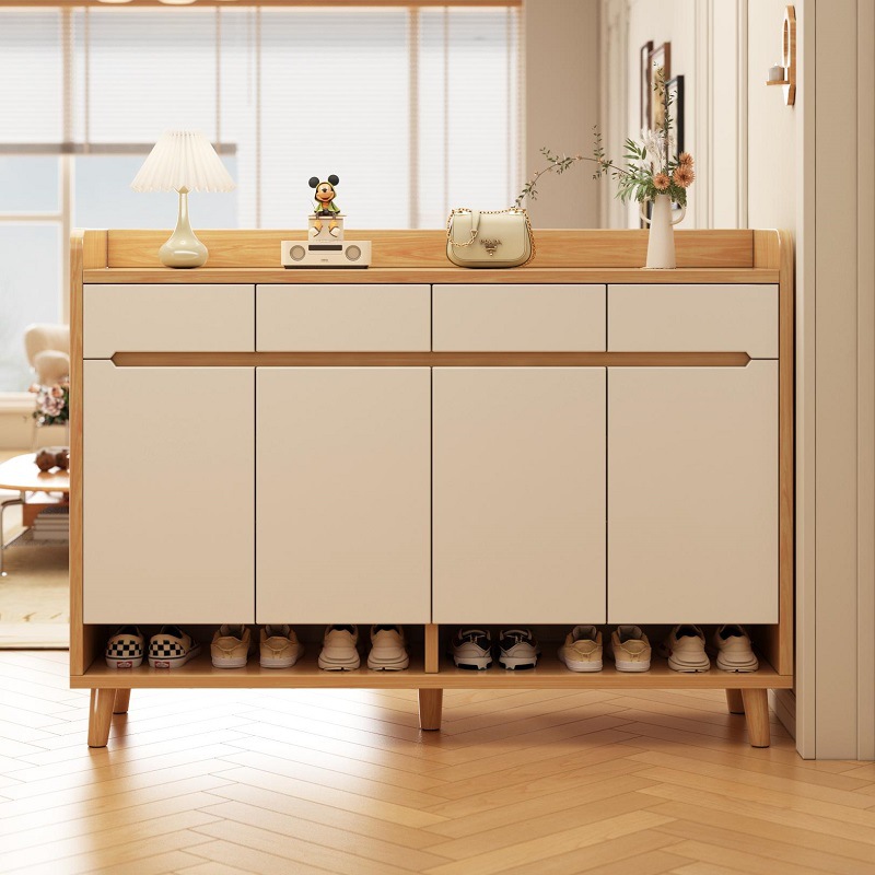 Gabinete de zapatos de madera sólida puerta doméstica puerta de entrada interior armario contra la pared armario de almacenamiento de gran capacidad integrado rack de zapatos