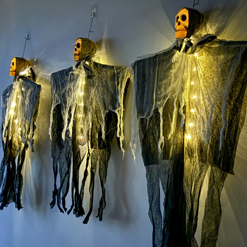 Decoración de Halloween gaza cráneo fantasma colgante fantasma colgante árbol al aire libre colgante horrores accesorios colgante diseño de escena