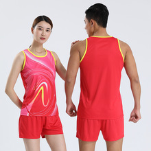 田徑服套裝男透氣馬拉松跑步背心女短跑訓練比賽印字體育生運動服