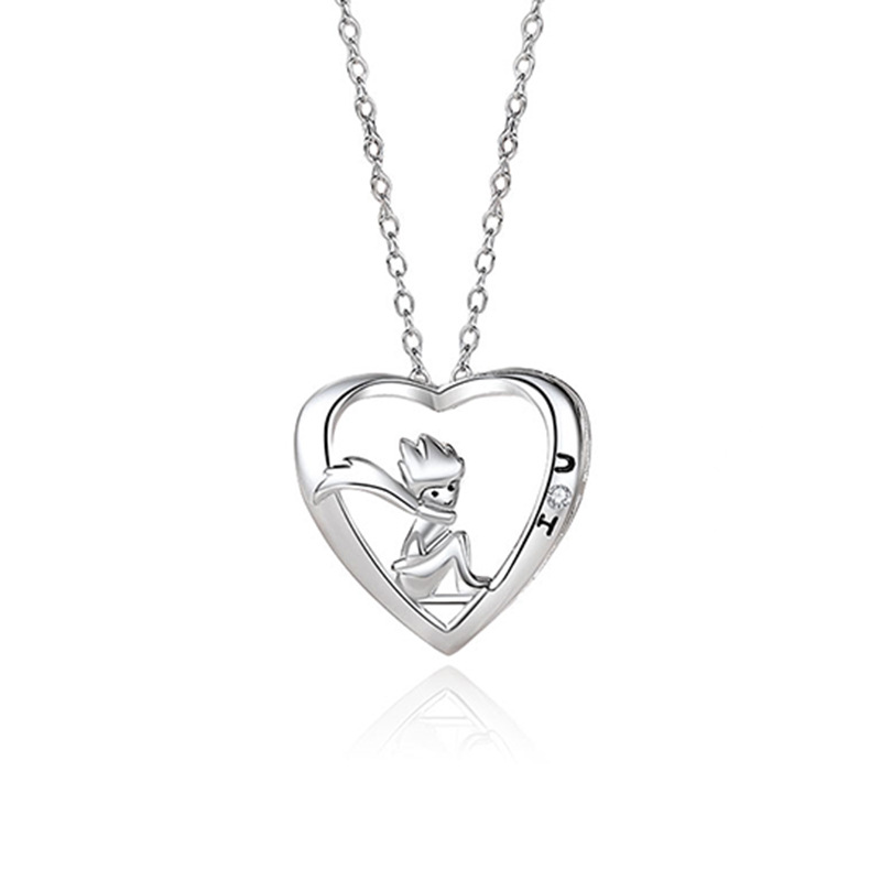 Pequeño Príncipe y Rosa pareja collar 925 Plata qixi regalo estilo coreano fresco ins flor encantadora joyería