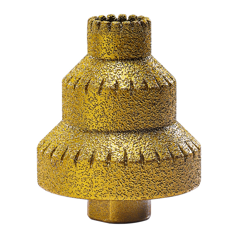 Apuntador de soldadura fuerte dorado de expansión de baldosas de dientes frondosos Perforador de perforación manual de diamante multicapa cónico
