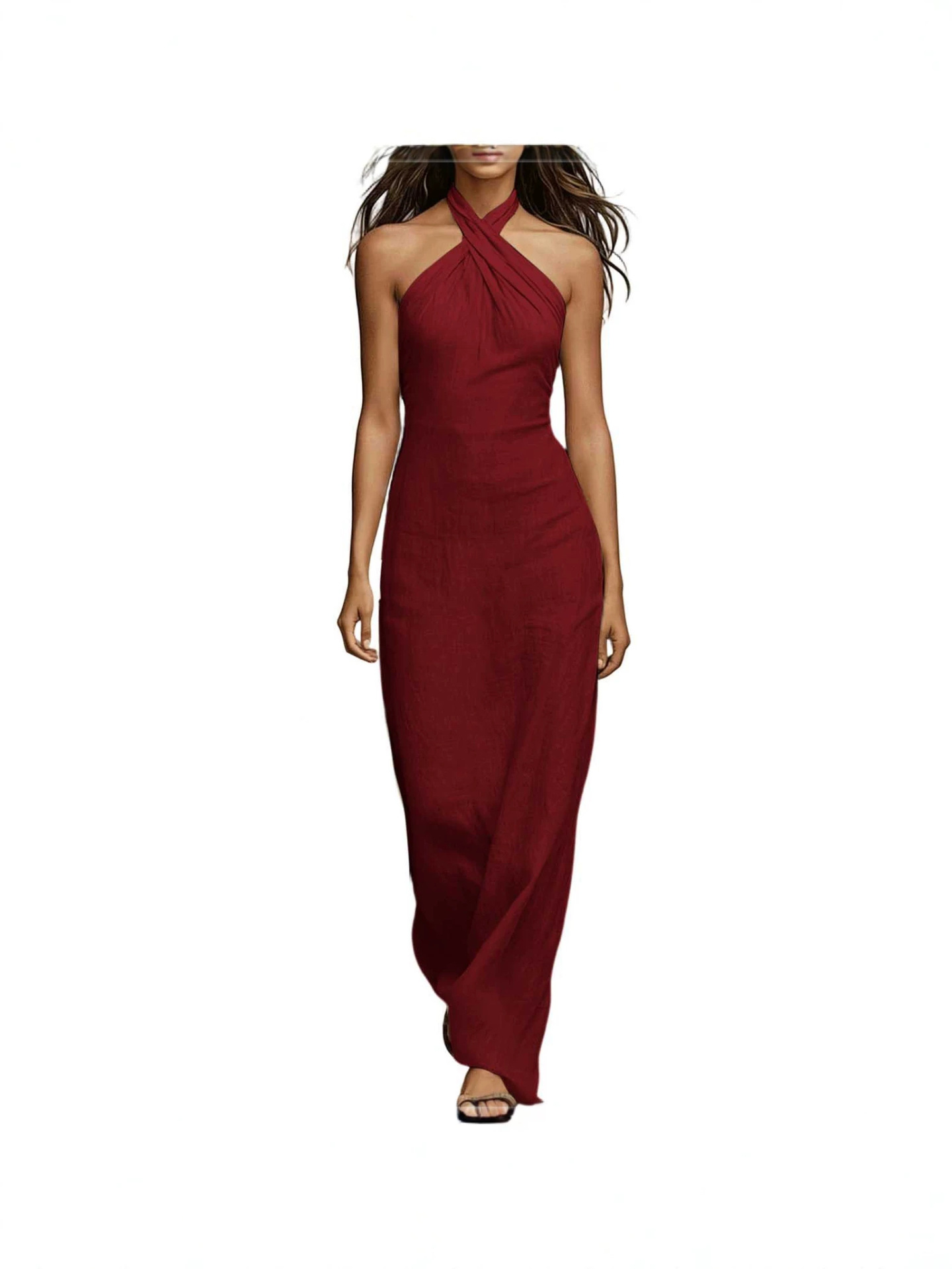 fashionable solid color elegant dress sleevless