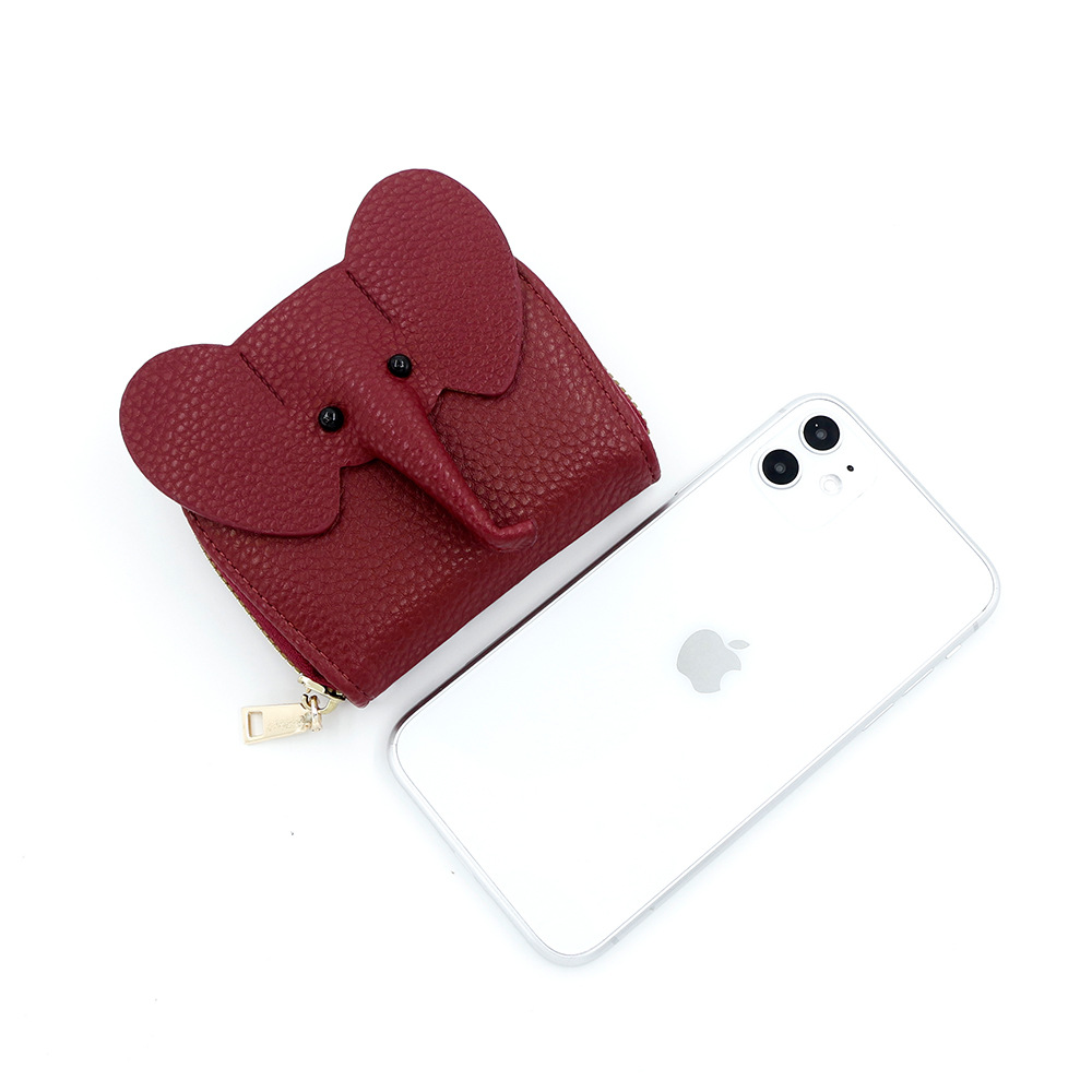 Nuevo bolso de tarjeta de órgano transfronterizo japonés ins personalidad creativa pequeña billetera pequeña con cremallera de elefante múltiple tarjeta de identificación