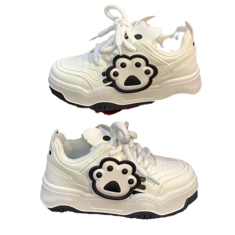 Hermosos zapatos de pan de garra de gato para mujeres otoño 2025 nueva moda deportivo versátil zapatos de plancha gruesa casuales zapatos blancos pequeños
