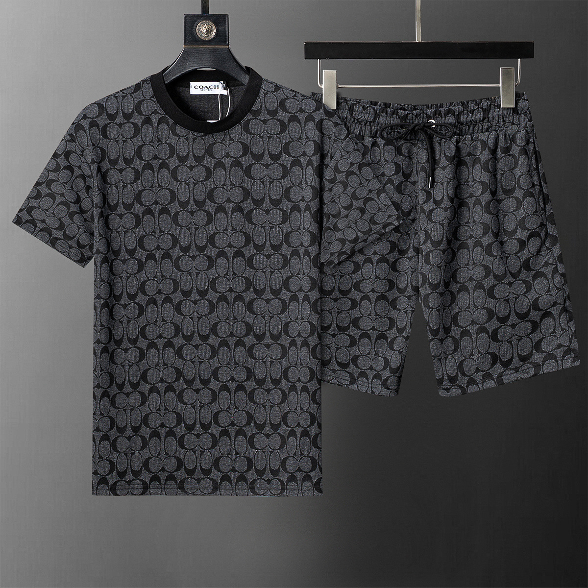 Set de manga corta de alta calidad, set de cuello redondo clásico, set de algodón impreso con letras para hombres y mujeres