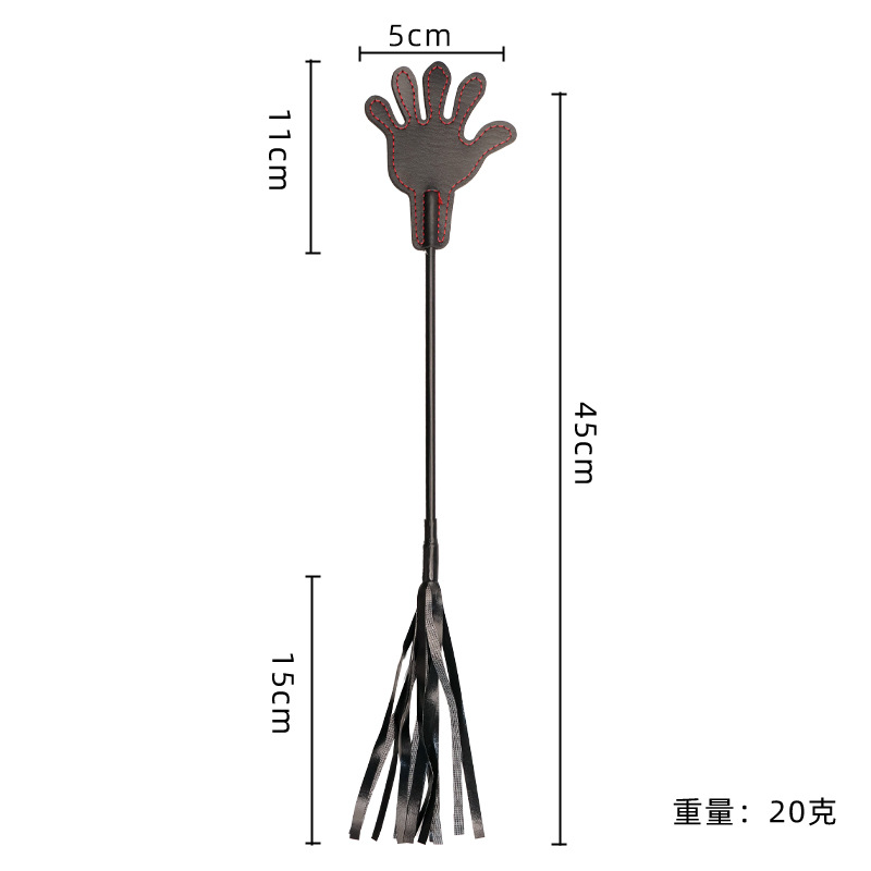 Leather Tassel Hand-Held Whip, Black Leather Paddle for Adult Sensory Play — detail image 1