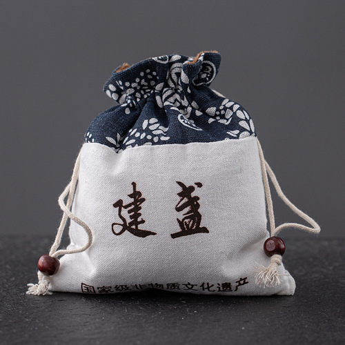 Cotton linen cotton thickened Jianzhan bag cloth bag single cup bag drawstring bag pocket handmade cup bag wholesale logo printing 