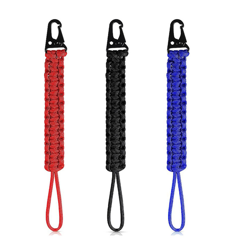 Popular seven-core paracord woven anti-lost keychain, portable and sturdy for outdoor sports, with eagle beak buckle for belt attachment