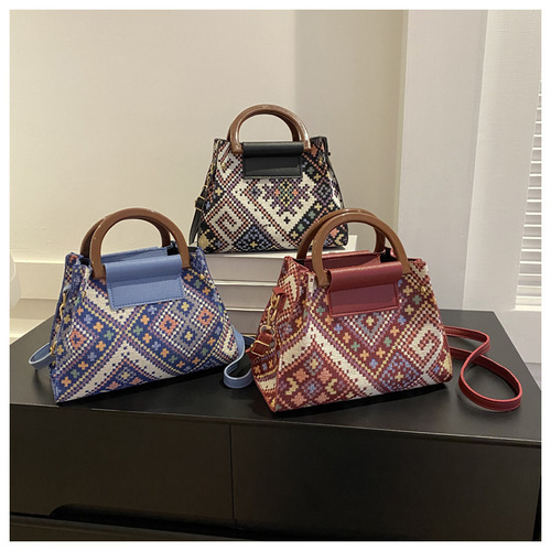 Ethnic Style Mother Bag Hand-held Small Square Bag  New Popular Single Shoulder Crossbody Bag Vacation Style Versatile Women's Bag