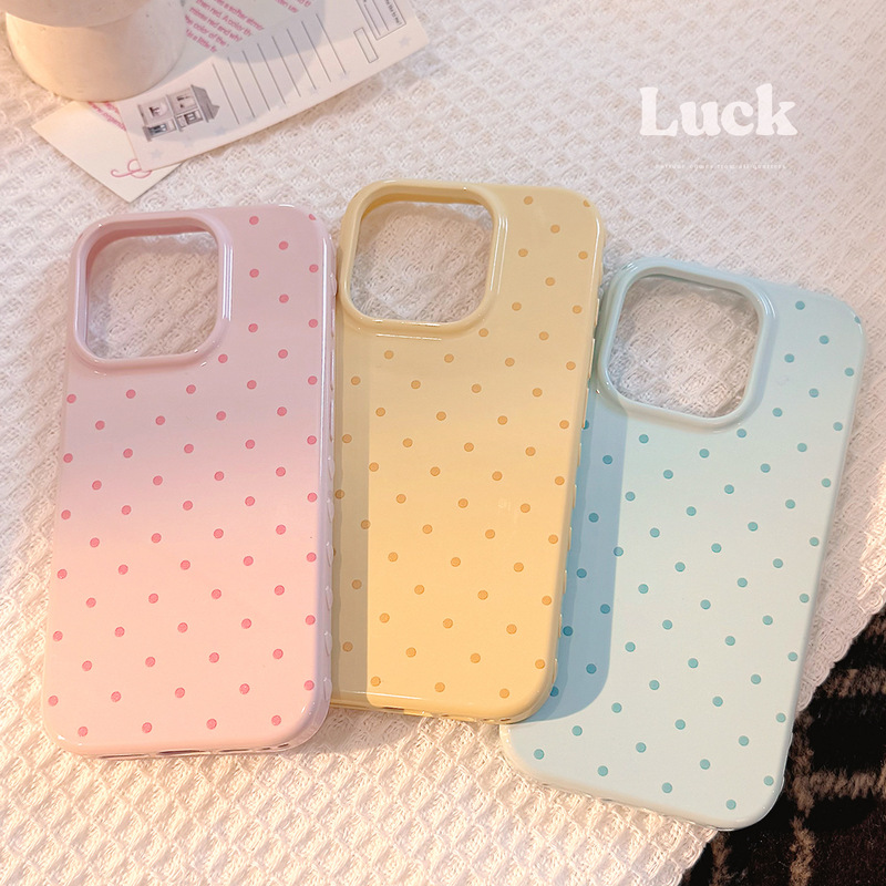 【Under the Tower】Ins-Style Color-Block Polka Dot Apple 17 Pro Max Phone Case, Korean Style, Suitable for iPhone 16, Soft for iPhone 14 【Under the Tower】Ins-Style Color-Block Polka Dot Apple 17 Pro Max Phone Case, Korean Style, Suitable for iPhone 16, Soft for iPhone 14