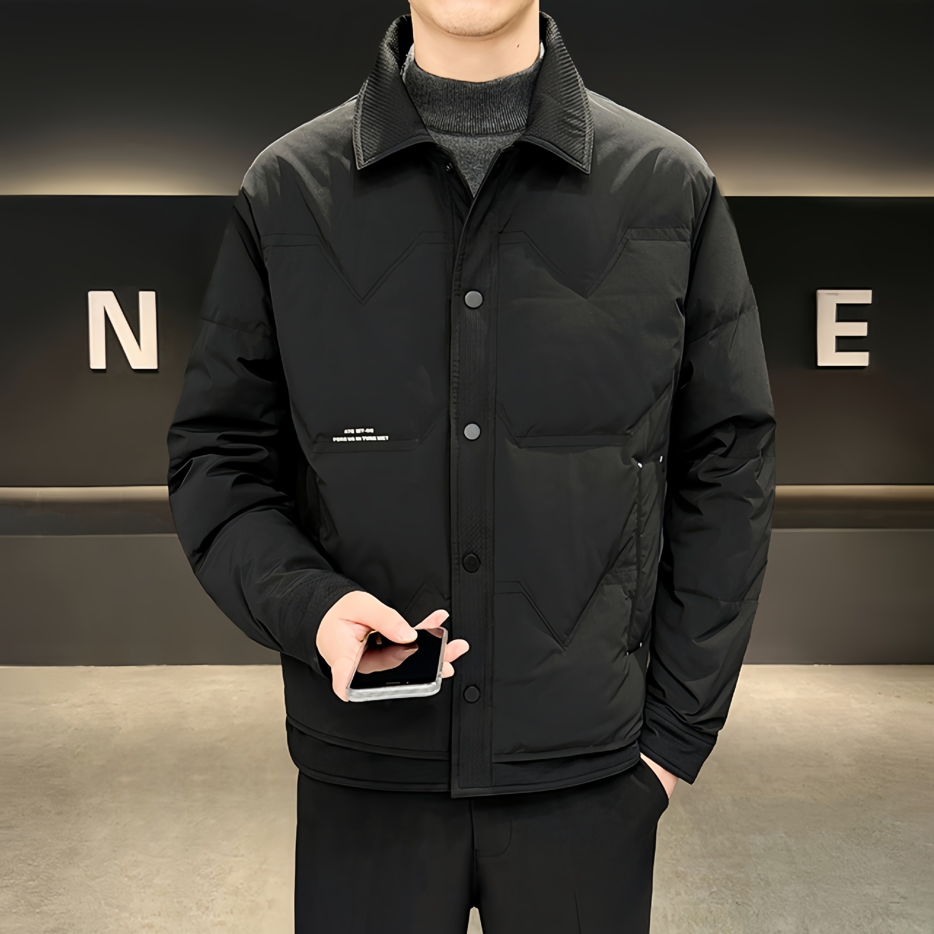 (New national standard passed inspection 50% down) New winter lightweight down jacket for men, thickened and high-end with lapel.