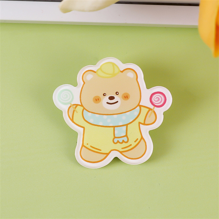 クリームイエローベアアクリルブローチかわいい漫画バッジペンダントスクールバッグペンダント装飾小物アクセサリーカスタマイズ|undefined
