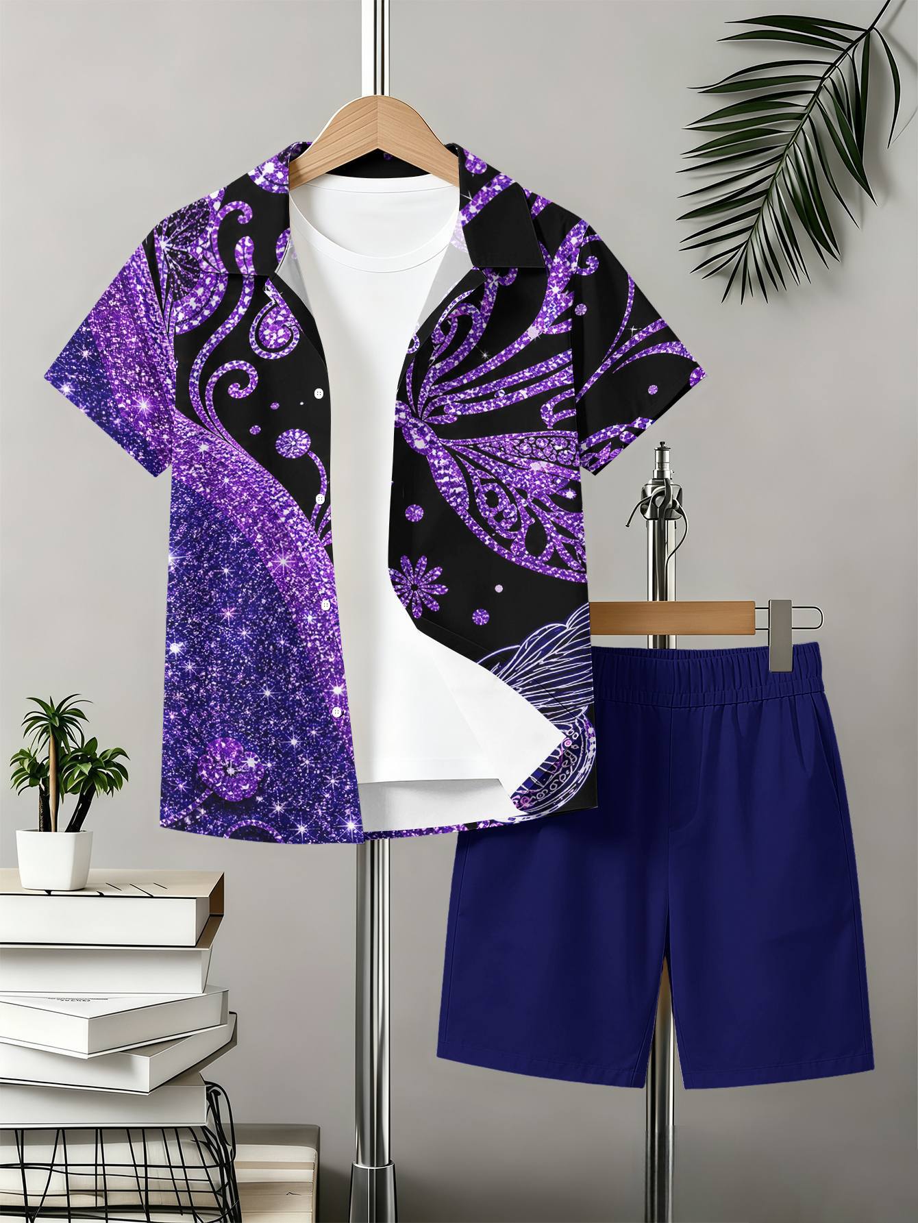 Boys 3d Printed T-shirt And Shorts Set With Pattern Designs_voghion.com