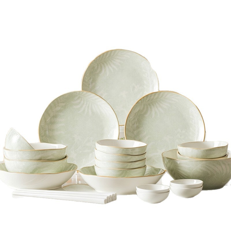 Porcelana de pelo suelto hogar bandeja de filete esmaltada de cerámica de color platos de arroz platos cubiertos paquete de caja de regalo