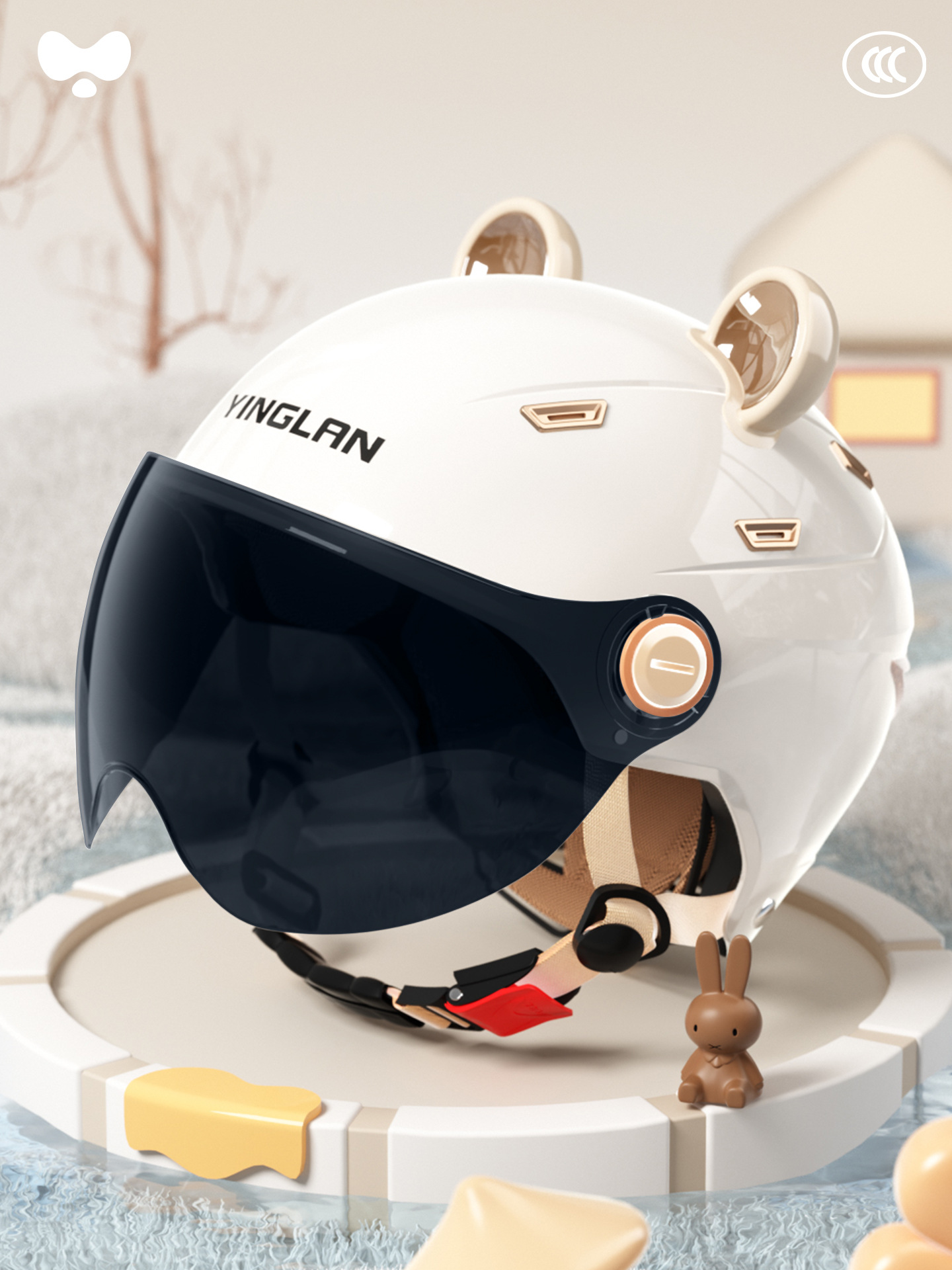 Motosiklet kaskı (dəbilqə), Universal Double Visor Warm - 3c-single-visor-white-sunscreen-short-visor-class-a-new-national-standard-one-size