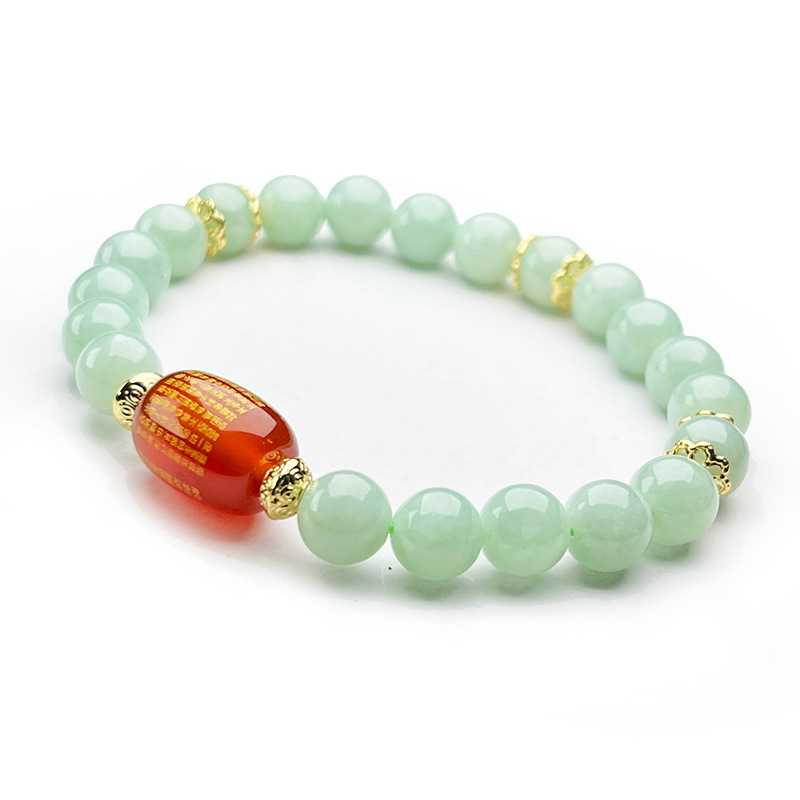 缅料淡绿圆珠手串转运珠搭配路路通手饰天然翡翠A货手链珠宝批发