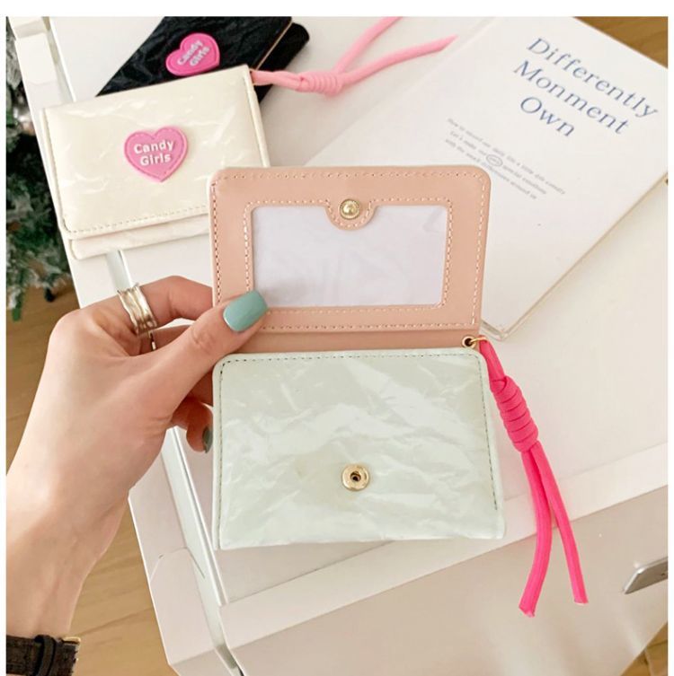 Cartera de cuerda amor caramelo cartera de mujer simple corta billetera de mujer al por mayor 30% descuento estudiantes al por mayor