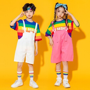  kindergarten toddlers children cheerleading chorus graduation stage performance school uniforms short-sleeved dancers performance clothing for boys girls