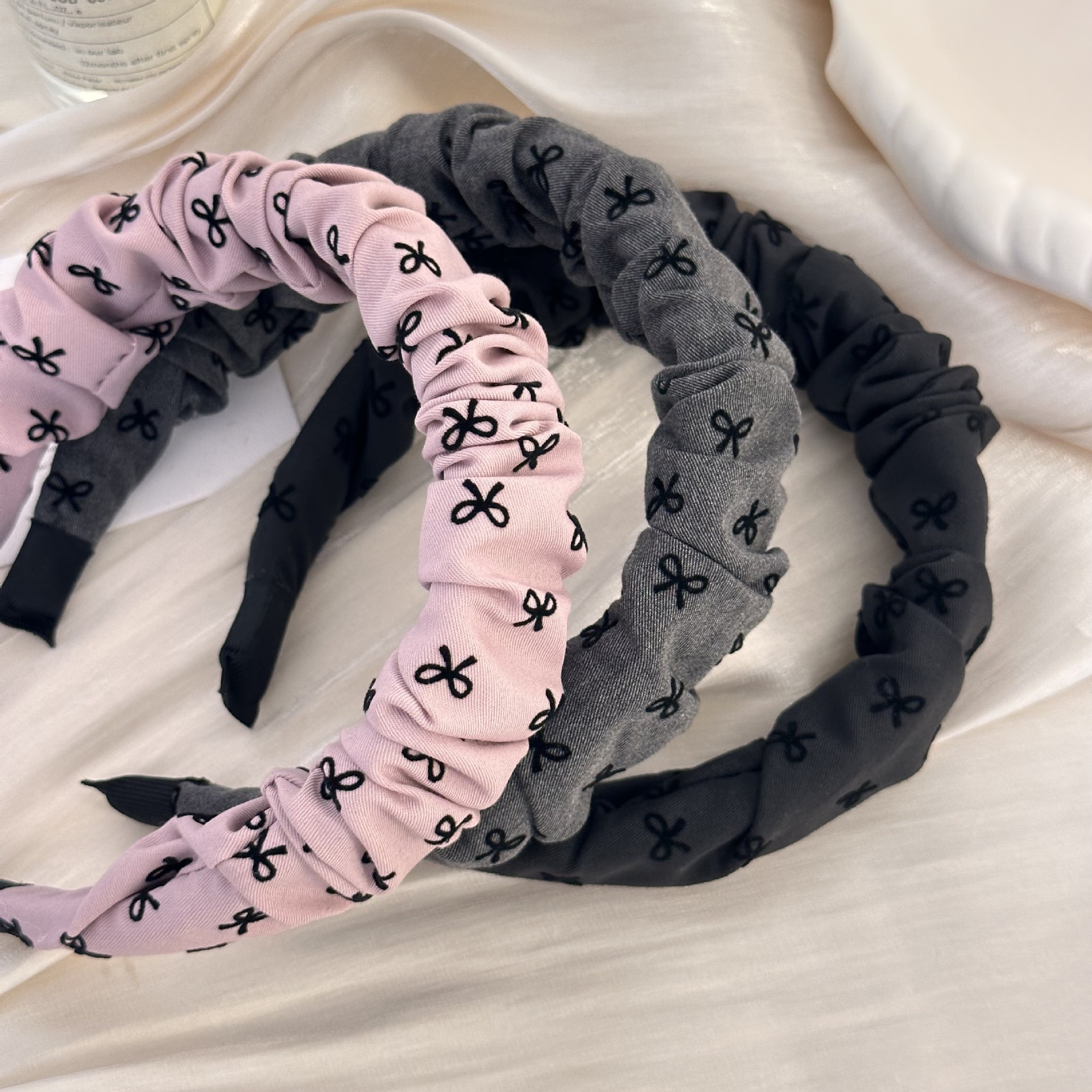 Nuevo punto de onda coreano arco rosa plegado tela banda de cabello dulce lindos banda de cabello accesorios para el cabello