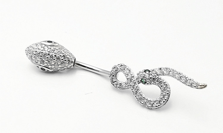 European Zodiac Zircon Snake Belly Button Ring In 925 Silver_voghion.com