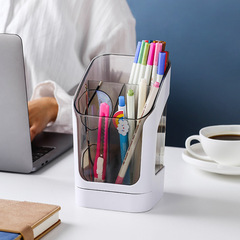 Multi-functional desktop pen holder with compartment inclined insert creative pen pot decorative accessory makeup brush Nordic storage box