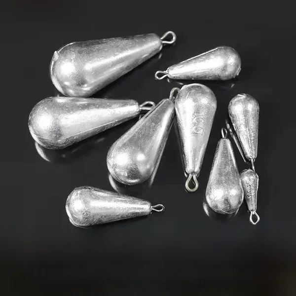 Water Drop-Shaped Lead Sinker Cross-Border Fishing Gear Accessories with Ring Anti-Snag Bottom Lead Weight String Hook Lead Sinker Fishing Water Drop-Shaped Lead Sinker