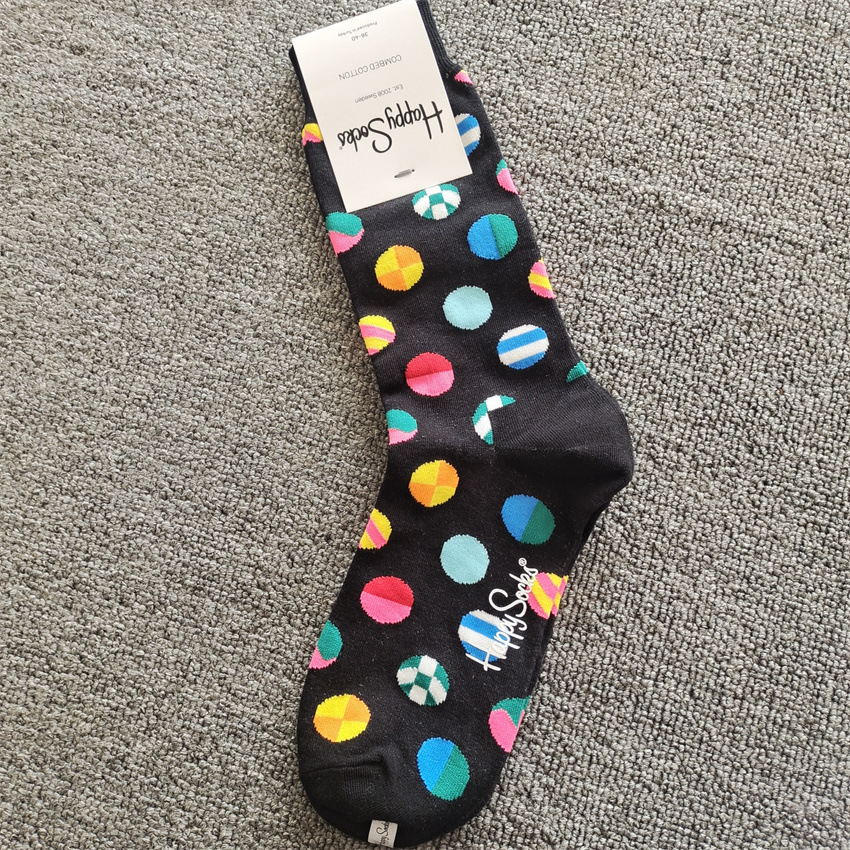 2025d 2025d New Swedish Trendy Brand Ins Happy Striped Polka Dot Mid-Calf Colorful Internet Celebrity Cotton Socks_voghion.com
