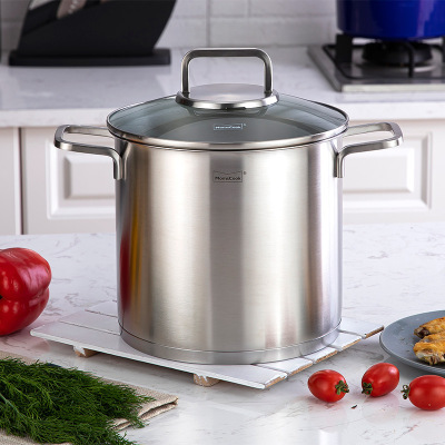 momscook 不锈钢小汤锅304不绣钢家用高大汤锅燃气电磁炉通用22cm|ms
