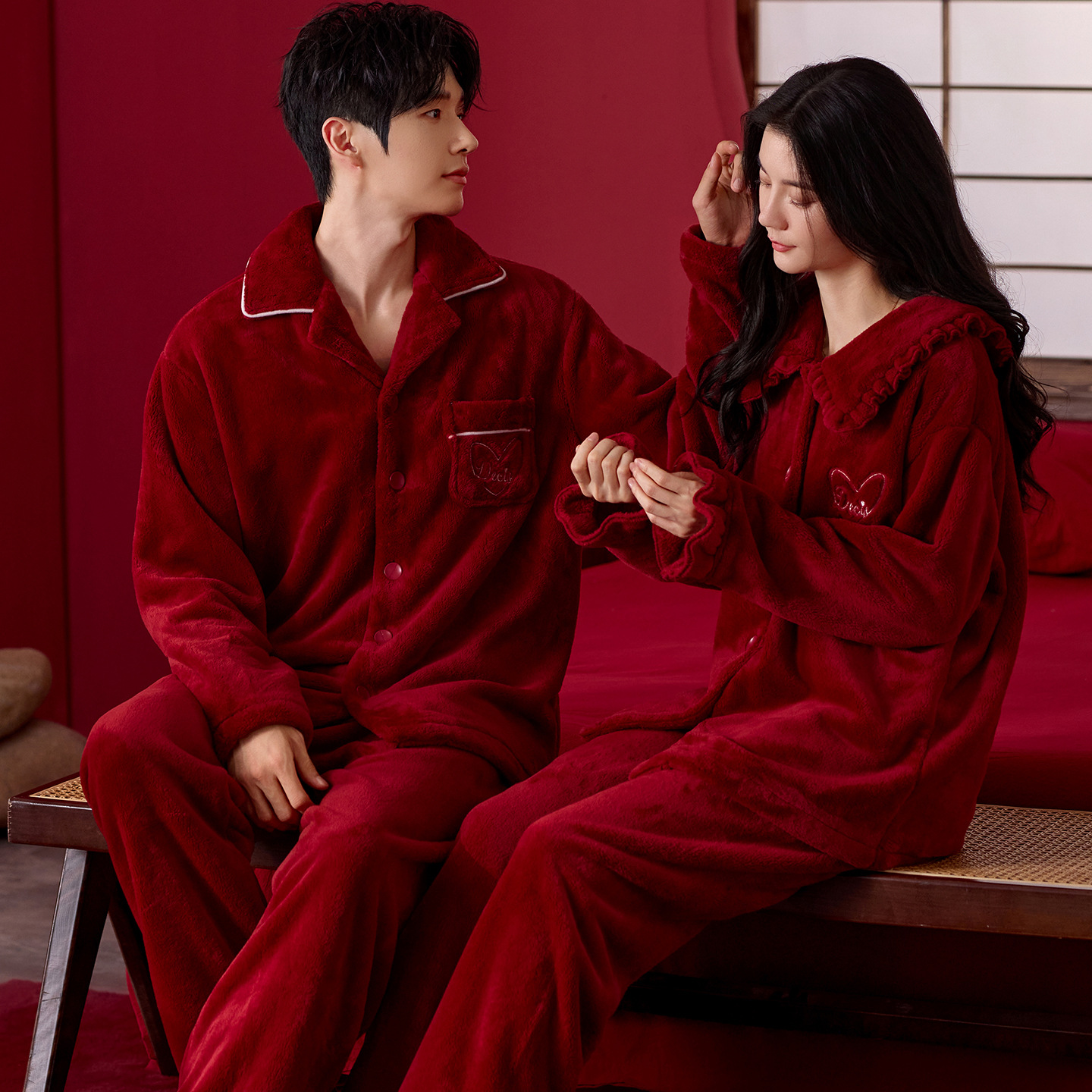 Coral vello pareja pijama de invierno para mujeres 2025 nuevo vello con cremallera gruesa se puede usar ropa de franela masculina
